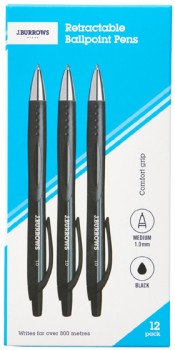 JBurrows-Retractable-Ballpoint-Pens-Black-12-Pack on sale