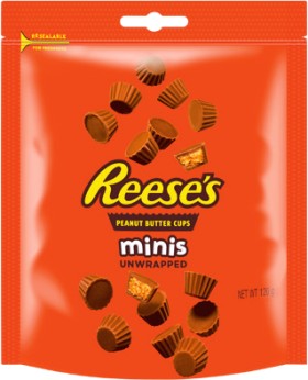 Reeses-Peanut-Butter-Cups-Mini-Wrapped-120g-or-Miniature-Cup-120-150g-Selected-Varieties on sale