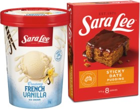 Sara+Lee+Ice+Cream+1+Litre+or+Pudding+475g+Selected+Varieties