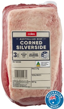 Coles-Australian-No-Added-Hormones-Beef-Corned-Silverside on sale