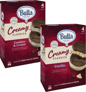 Bulla+Creamy+Classics+Ice+Cream+Sandwiches+4+Pack+448mL