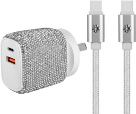 Bling+USB-C+to+USB-C+Cable+%26amp%3B+Wall+Charger+Bundle+-+Silver