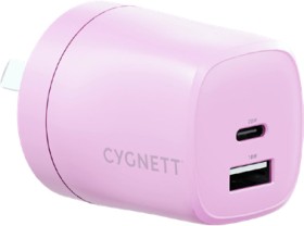 Cygnett-PowerSync-20W-Dual-Port-Wall-Charger-Lilac on sale