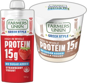 Farmers+Union+Greek+Style+High+Protein+Yogurt+Pouch+or+Pot+150g+Selected+Varieties