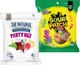 The+Natural+Confectionery+Co.+130%E2%80%91230g%2C+Sour+Patch+Kids+190g+or+Pascall+Lollies+150%E2%80%91300g+Bags+Selected+Varieties