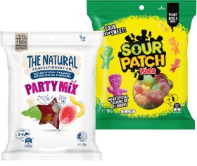 The-Natural-Confectionery-Co-130230g-Sour-Patch-Kids-190g-or-Pascall-Lollies-150300g-Bags-Selected-Varieties on sale