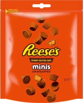 Reeses-Peanut-Butter-Cups-Mini-Wrapped-120g-or-Miniature-Cup-120-150g-Selected-Varieties on sale
