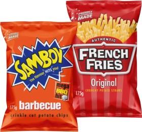 French-Fries-or-Samboy-Potato-Chips-175g-Selected-Varieties on sale
