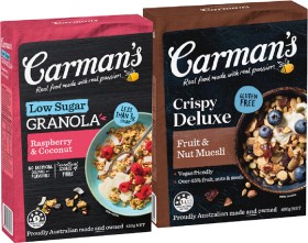 Carmans-Granola-425450g-or-Crispy-Deluxe-Muesli-400g-Selected-Varieties on sale
