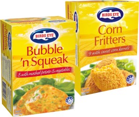 Birds-Eye-Bubble-n-Squeak-620g-or-Corn-Fritters-500g on sale