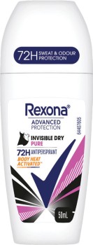 Rexona-Roll-On-Antiperspirant-Deodorant-Invisible-Dry-Pure-72H-50mL on sale