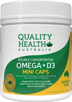 Quality-Health-Double-Concentrated-Omega-D3-Mini-250-Capsules on sale