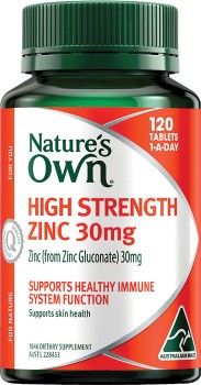Natures-Own-High-Strength-Zinc-30mg-120-Tablets on sale
