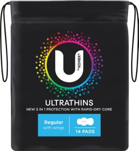 U-By-Kotex-Ultrathins-Pads-Regular-With-Wings-14-Pack on sale