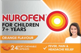 Nurofen-For-Children-7-Orange-Chewable-Capsules-24-Pack on sale