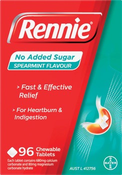 Rennie+No+Added+Sugar+Spearmint+Flavour+96+Chewable+Tablets%2A
