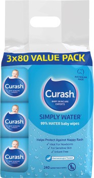 Curash-Simply-Water-Baby-Wipes-3x80-Pack on sale