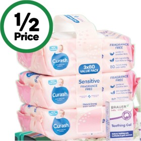 Curash+Fragrance+Free+Baby+Wipes+Pk+3+x+80