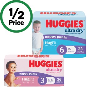 Huggies+Ultra+Dry+Nappy+Pants+Boys+Size+6+Pk+24+or+Huggies+Ultra+Dry+Nappy+Pants+Girls+Size+3+Pk+36