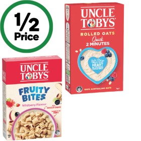 Uncle-Tobys-Oats-1-kg-or-Fruity-Bites-Wildberry-Cereal-500g on sale