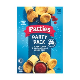 Patties-Party-Pies-Sausage-Rolls-125-kg-Pk-30-From-the-Freezer on sale
