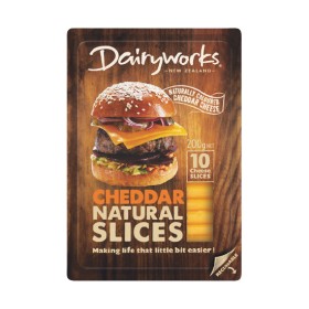 Dairyworks-Cheddar-Cheese-Burger-Slices-200g-From-the-Fridge on sale
