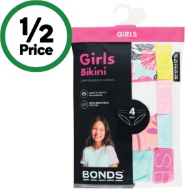 Bonds-Girls-Bikini-Brief-Assorted-Pk-4 on sale