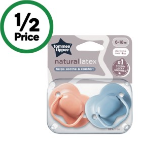 Tommee-Tippee-Cherry-Latex-Soother-6-18-Months-Pk-2 on sale