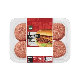 Woolworths+Australian+Beef+Smash+Burgers+450g+Pk+6