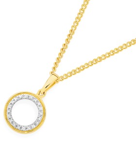 9ct+Gold+Diamond+Open+Circle+Pendant