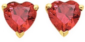 9ct+Gold+Created+Ruby+Heart+Stud+Earrings