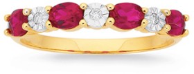 9ct-Gold-Created-Ruby-Diamond-Ring on sale