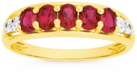 9ct+Gold+Created+Ruby+%26amp%3B+Diamond+Ring