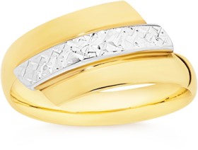 9ct-Gold-Two-Tone-Diamond-Cut-Dress-Ring on sale