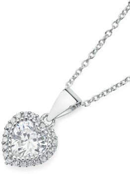 Sterling-Silver-Cubic-Zirconia-Heart-Halo-Pendant on sale