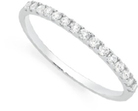 Sterling+Silver+Cubic+Zirconia+Fine+Half-Eternity+Ring+Size+N