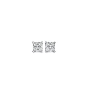 9ct+White+Gold+Diamond+Square+Look+Stud+Earrings
