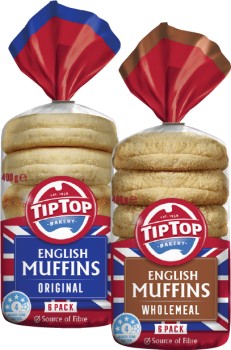 Tip-Top-English-Muffins-6-Pack-400g on sale