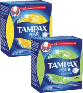 Tampax+Compak+Pearl+Tampons+with+Applicator+Regular+or+Mini+18+Pack