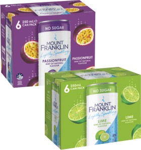 Mt+Franklin+Lightly+Sparkling+Water+6x250mL