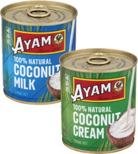 Ayam-100-Natural-Coconut-Milk-or-Cream-270mL on sale