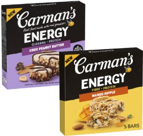 NEW+Carman%26%23039%3Bs+Mango+Ripple+or+Peanut+Butter+Crunch+Energy+Bars+5+Pack+175g-200g