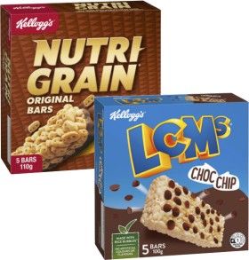 Kelloggs-LCMs-or-Nutri-Grain-Bars-5-Pack-100g-110g on sale