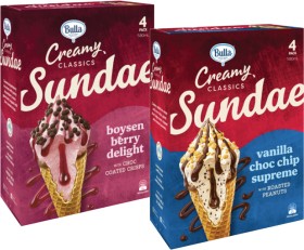 Bulla+Creamy+Classics+Ice+Cream+Sundae+Cones+4+Pack+580mL