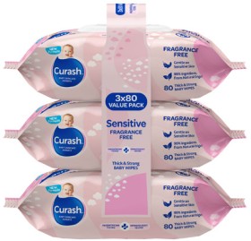 Curash+Fragrance+Free+Sensitive+Skin+Baby+Wipes+240+Pack