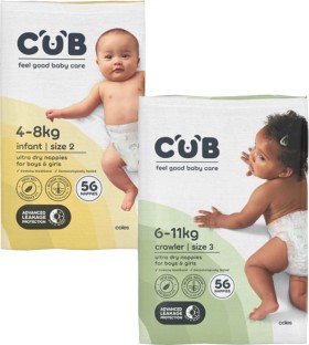 CUB-Nappies-Size-2-6-40-Pack-56-Pack on sale