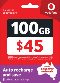 Vodafone-45-Prepaid-SIM on sale