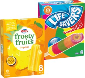 Life-Savers-Ice-Block-8-Pack-or-Peters-Frosty-Fruits-68-Pack-Selected-Varieties on sale