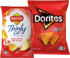 Doritos+Corn+Chips+150%E2%80%91170g+or+Smith%26rsquo%3Bs+Thinly+Cut+Chips+175g+Selected+Varieties