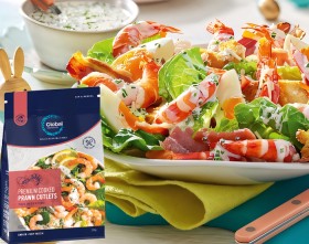 Global-Seafoods-Cooked-Prawn-Cutlets-Tail-On-500g on sale